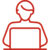 Grafische Icon Darstellung einer Person, welche vor einem Computer sitzt 