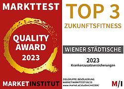 Markettest Quality Award Siegel - Zukunftsfitness im Bereichen Krankenzusatzversicherung.