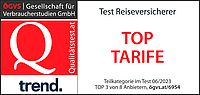 ÖGVS Gütesiegel für Wiener Städtische. Auszeichnung für Top Tarife bei Reiseversicherungen 2023. 