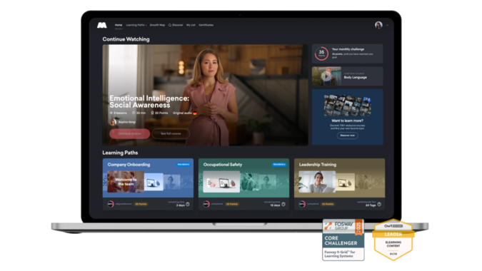 Bild von einem Bildschirm auf dem man zwischen verschiedenen Kursen wählen kann.