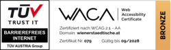 Siegel als Auszeichnung für barrierefreie Website. WACA in Bronze für die Wiener Städitsche Versicherung.