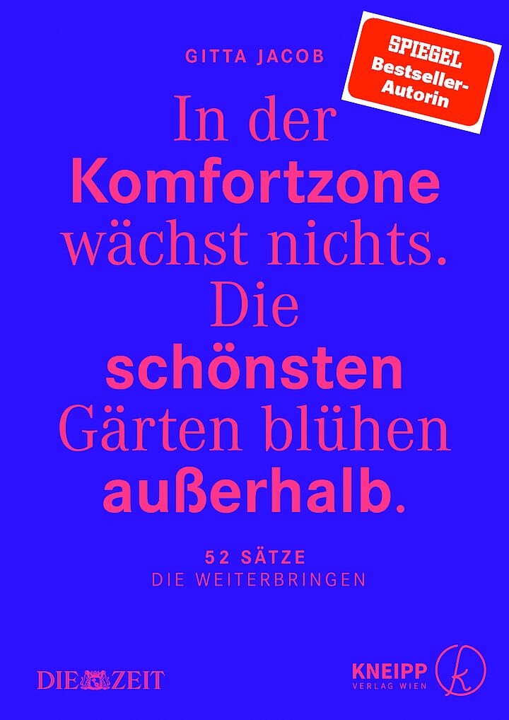 Buchcover in kräftigem Blau mit roter Schrift