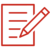 Grafische Icon Darstellung eines Notizzettels mit Stift