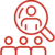 Grafische Icon Darstellung einer Lupe mit inkludierter Person, welche umgeben von weiteren Personen ist 