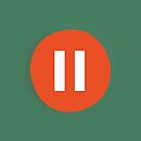 Ein Pause-Icon in einem roten Kreis, auf grünem Hintergrund.