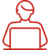 Grafische Icon Darstellung einer Person, welche vor einem Computer sitzt