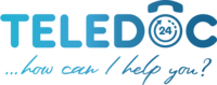 Logo von Teledoc in blau.