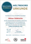 Urkunde vom Rekordinstitut Österreich für den Weltrekord beim Vienna City Marathon.