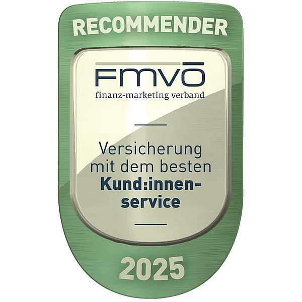 Siegel vom Recommender Award für das beste Kund:innenservice bei der Wiener Städtischen.