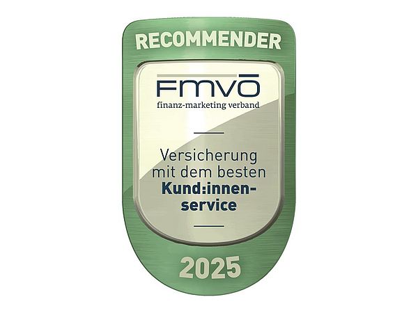 Siegel vom Recommender Award für das beste Kund:innenservice bei der Wiener Städtischen.